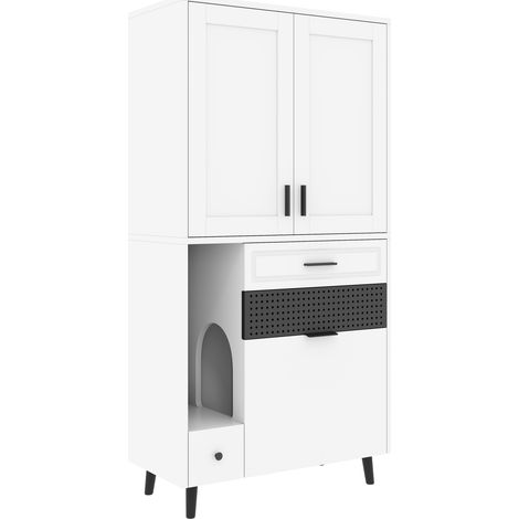 Mueble contenedor multifunción para gatos blanco de madera técnica 80 x 40 x 161 cm (1/5)