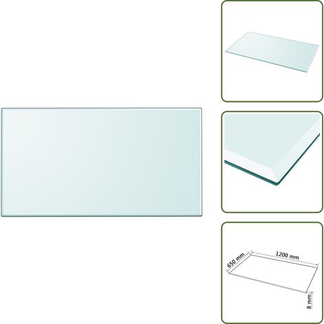 Tischplatte aus gehärtetem Glas rechteckig 1200x650 mm - Tischplatte - Glastischplatte - Esstisch Platte - Wohnzimmertischplatte - Garten Tischplatte (1/5)
