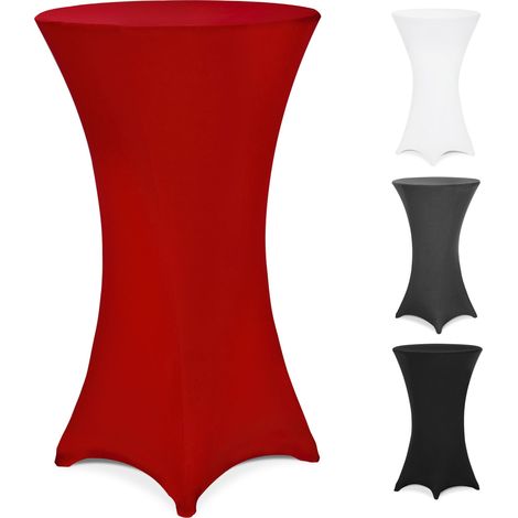 Deuba Funda elástica para mesa alta de pie bistro Ø 60-65 70-75 80-85 cm altura 120cm color a escoger Ø60 cm / burdeos (1/2)