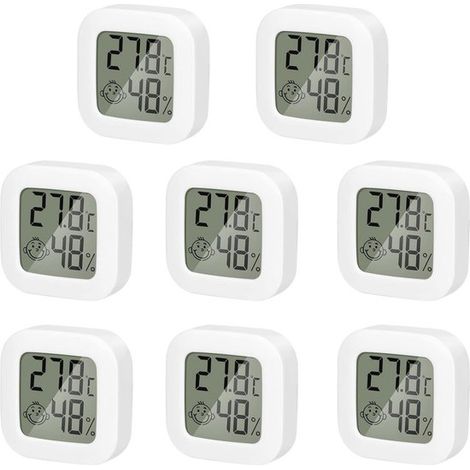 Set mit 8 Mini-LCD-Digitalthermometern und -hygrometern für den Innenbereich – ideal für Kinderzimmer, Büros, Wohnzimmer und Kühlschränke