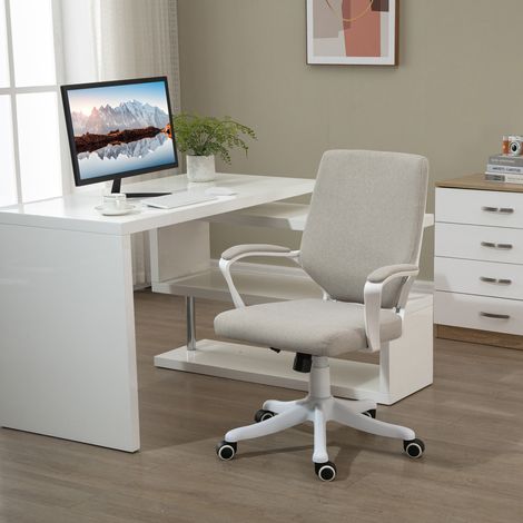 Silla de oficina ergonómica con soporte lumbar, altura regulable, 120 kg, beige DESVIAE (1/5)