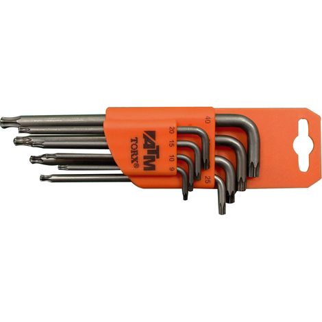 Jeu de 8 clés Torx longues décalées de marque ATM (T9-T40) avec extrémité sphérique
