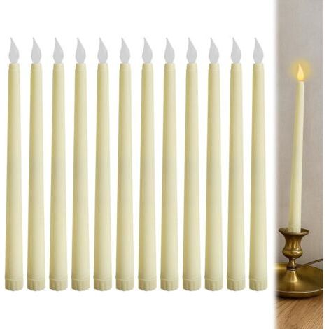 Ensemble de 12 bougies LED à effet scintillant, fausses bougies LED, lumière chaude et vacillante pour la maison, l'église, les fêtes et la décoration de Noël (1/5)