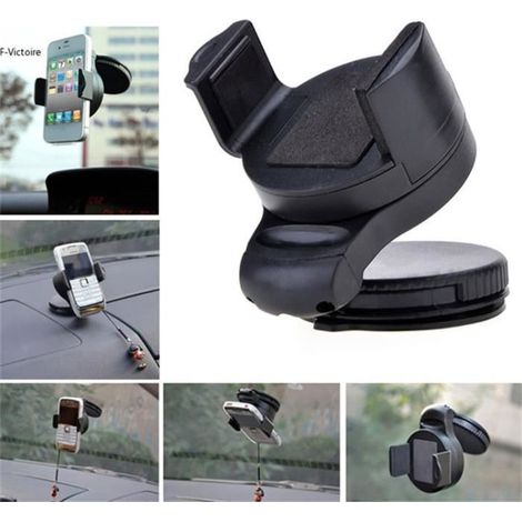 1 support téléphone voiture universel, rotation 360°, ventouse forte, compatible iPhone et smartphones, navigation GPS
