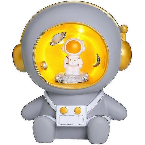 Filiyano-Veilleuse astronaute de dessin animé, petite décoration en résine, cadeau d'anniversaire pour enfant, tirelire décorative[ls] Gris foncé (1/5)