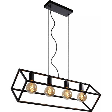 Lampada a sospensione nera Fabian 4xE27 80cm Lucide (1/5)