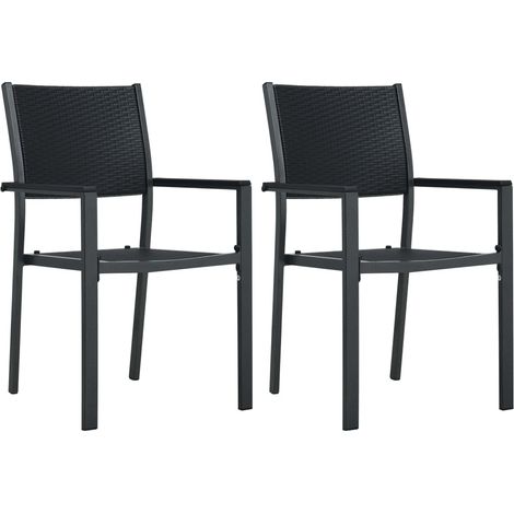 Gartenstühle 2 Stk. Schwarz Kunststoff Rattan-Optik