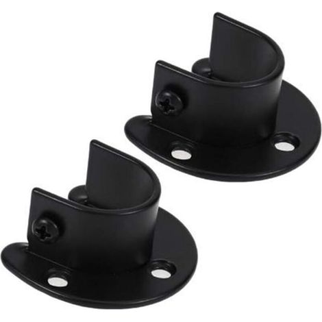 YMYNY 2pcs Stainless Steel Matte Black Shower Room Clothes Rail Curtain Flange Seat Cover Rack Clothes Rail Rack with Screws (1/4)