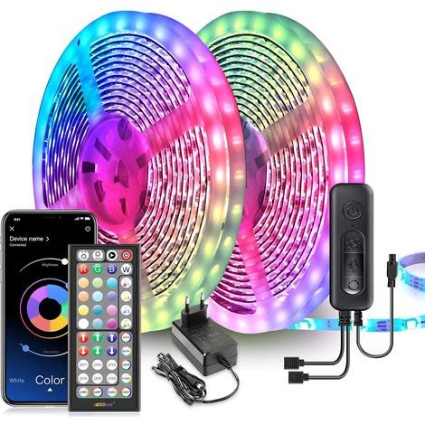 20 m langer, ultraheller LED-Streifen (5050 RGB), per App steuerbar, synchronisiert sich mit dem Musikrhythmus, ideal für Schlafzimmer, Hochzeiten, Partys, Weihnachten und Küche – Fei Yu (1/5)