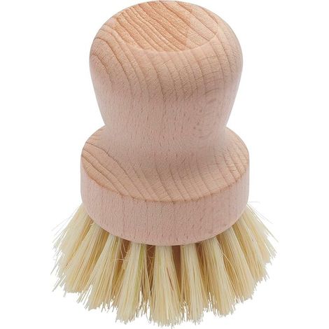 Brosse Vaisselle et Légumes en Bois Format Boule pour Une Prise Facilitée dans la Paume de la Main (1/3)