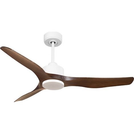 Modulo Ventilateur de plafond DC sans lumière  blanc pales couleur bois ideal  25 à 40  m² KLDC4SlimP4Wo