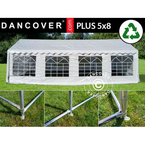 Marquee PLUS 5x8 m PE 700, White + Ground bar - Dancover