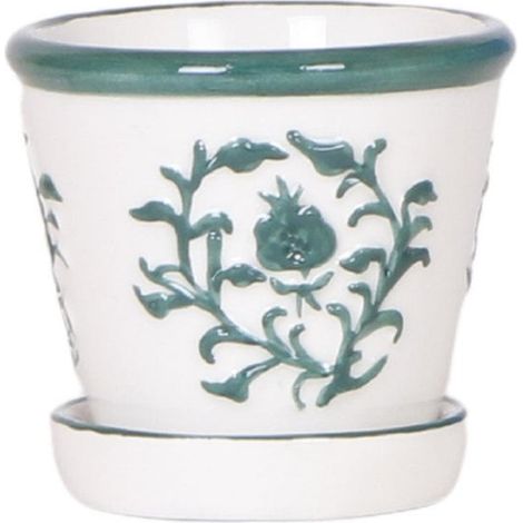Cache-pot Malaga en Céramique Vert Imprimé Style Porcelaine pour Décoration Intérieure Ø 6 cm - PANGIVO (1/3)
