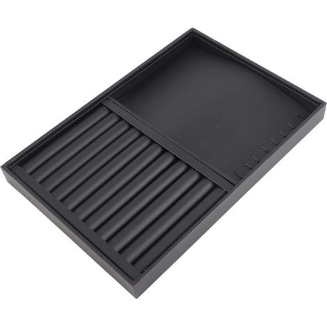 Plateau de présentation pour bijoux, porte-bracelets, bagues, boucles d'oreilles et colliers, étui de rangement (PU noir) (1/5)