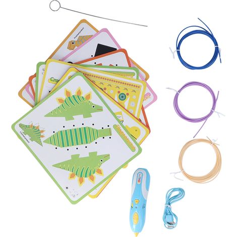 Stylo 3D Rechargeable Sans Fil Basse Température pour Enfants, Stylo à Dessin 3D Sécuritaire Bleu DC 5V (1/5)