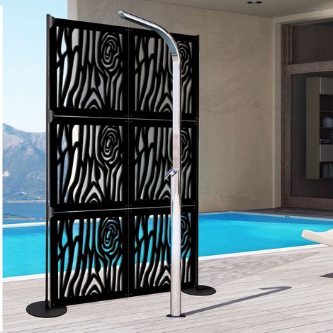 WOOD - Panneau ajouré en PVC - Brise-soleil - Couleur : noir - Dimension : 73x73 cm