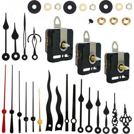 Quartz wall clock movement mechanisms, battery-powered clock motor assemblies