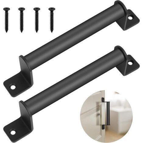 2 maniglie scorrevoli per porte da fienile, maniglie vintage, maniglia nera per interni/esterni, maniglia per cancelli, porte da fienile, armadi, credenze (1/5)