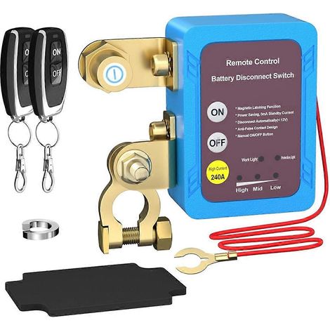Interrupteur de déconnexion de batterie à distance 12 V 240 A, interrupteur d'arrêt automatique pour voiture, camion, bateau, télécommande (1/4)