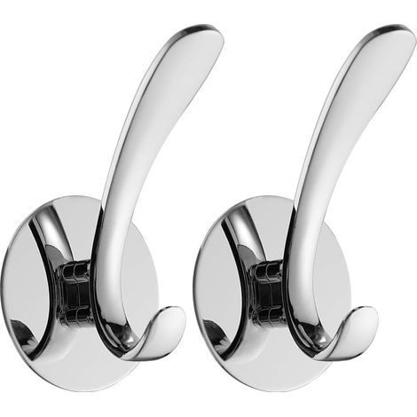 Gancio portasciugamani e accappatoio in acciaio inox, non necessita di foratura, per bagno e cucina, superficie lucida, 2 pezzi (1/5)
