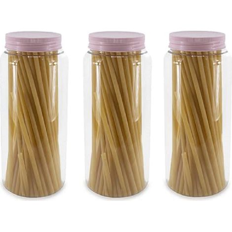 Set 3 Barattoli in plastica Contenitori per alimenti rotondi da 2 Litri Milleusi Trasparente Contenitore Multiuso Rotondo con Coperchio ermetico - Rosa (1/5)