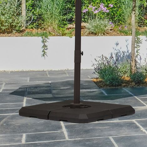 Outsunny Sonnenschirmständer-Set mit 4 beschwerten Platten – Befüllbar mit bis zu 80 kg Wasser oder bis zu 120 kg Sand – Gesamtmaße: 100 x 100 x 9,5 cm (L x B x H), schwarzes HDPE