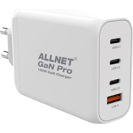 Z ALLNET Fuente de alimentación de repuesto QC USB-C PD GaN 200 vatios 1x USB Tipo-A QC 3x USB Tipo-C EU PLUG