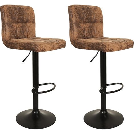 JULIO - Lot de 2 Tabourets Simili Marron Camel (1/5)