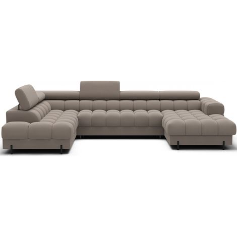 Canapé panoramique convertible Beige angle gauche FERARIA 358x93x202cm (1/5)