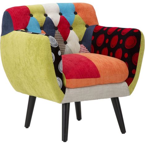 Fauteuil Design Patchwork "Impérial" 78cm Multicolore (1/5)