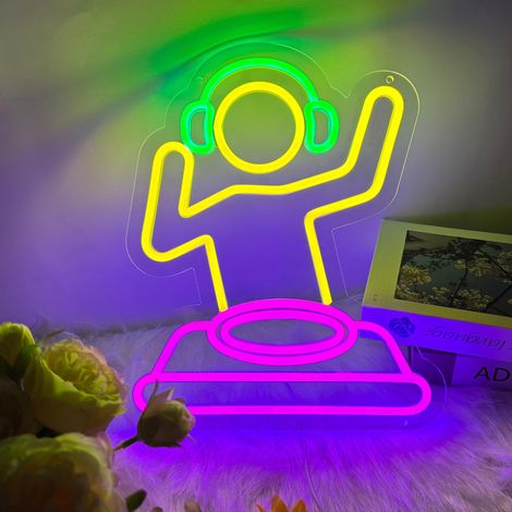 Lumière néon platine DJ, éclairage néon DJ pour espaces masculins, néon LED à intensité variable, convient aux garçons et aux filles, pour la chambre et le salon. (1/5)