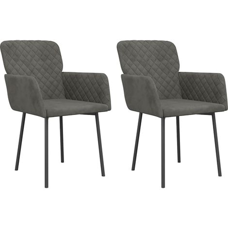 Maison Exclusive - Esszimmerstühle 2 Stk. Dunkelgrau Samt (1/5)
