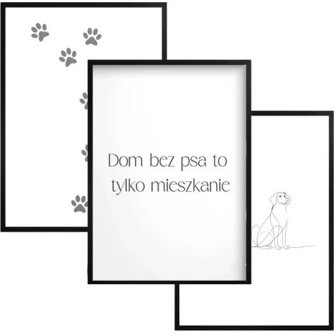 Affiches murales encadrées noires pour salon, niche pour chien (1/5)