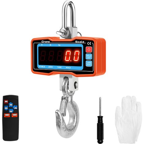 Bilancia elettronica portatile da appendere, portata 1000 kg/2200 libbre, con display a LED, alta precisione, robusta struttura in acciaio, bilancia da cucina (arancione) (1/5)