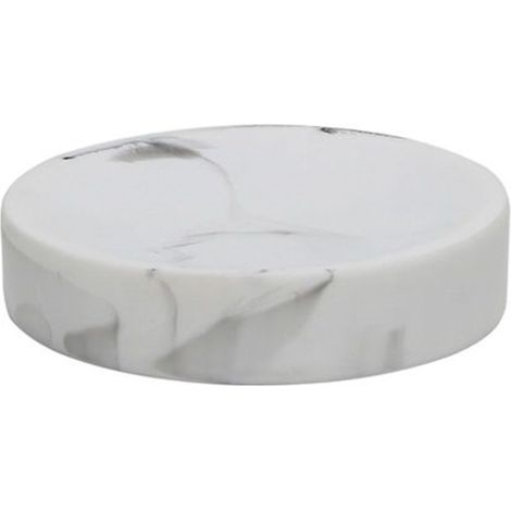 TRADE SHOP - Piattino Porta Sapone Saponetta Bagno Accessorio Arredo Effetto Marmo Bianco 87831 -