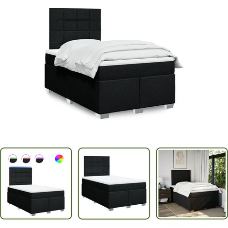 Matelas à ressorts ensachés - Sommier à lattes de lit avec matelas noir 120x190 cm tissu (1/5)