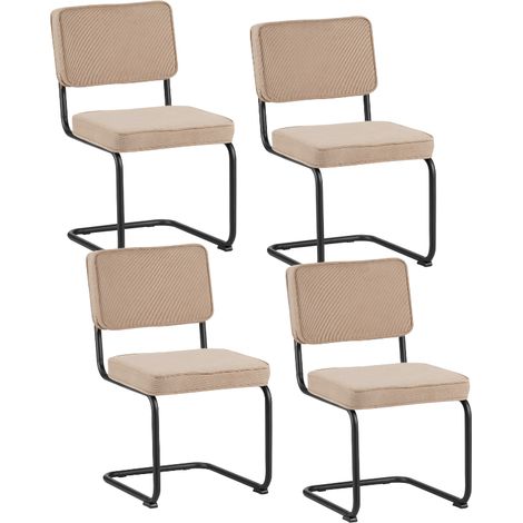 Set aus 4 Esszimmerstühlen Remo Beige Rippstoff - Ohne Armlehnen (1/5)