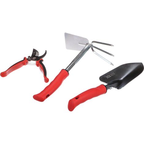 Garden Set 3 Kit d'outils de Jardinage Pratique en 3 pièces pour la préparation Facile des parterres truelle, houe, cultivateur, sécateur (1/5)