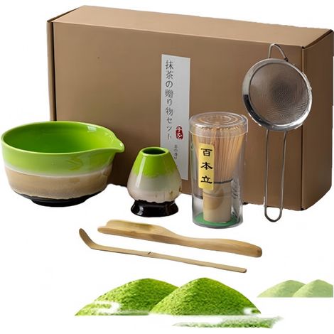 FLITI Traditional Matcha Kit with Bamboo Whisk, Handmade Bowl, Sifter and Spoon Complete Set for Preparing Tea and Latte Ideal Gift for Beginners and Enthusiasts (1/5)