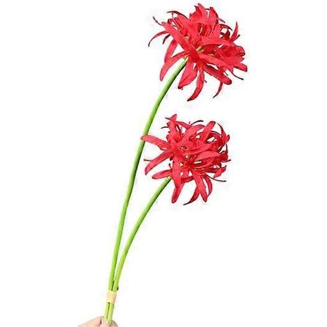 Lot de 2 lys araignées rouges artificiels, fleurs réalistes en soie, fausses branches pour centre de table, décoration florale pour mariage, maison ou bureau.rouge (1/5)