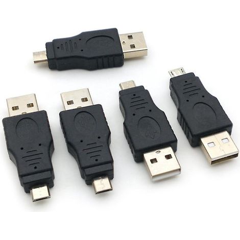 Adaptateur de charge pour téléphone portable USB vers micro-USB mâle compatible avec toutes les prises USB.