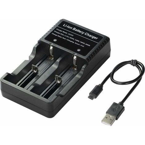 Enowelir Chargez votre batterie n'importe où 18650 Chargeur de batterie pour 3.7V 18650 14500 16340 26650 Batteries, la batterie n'est pas incluse LO-Ron (1/3)