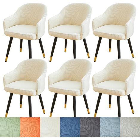 Housse de fauteuil incurvé Irovami, housse de protection universelle élastique pour chaise de salle à manger et chaise de bureau, beige. (1/5)