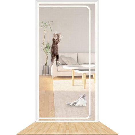 Katzengittertür 90 x 210 cm Klettverschluss Selbstklebend Verstärkte Katzengittertür Mit Reißverschluss Verhindert das Entlaufen von Katzen und H (1/5)