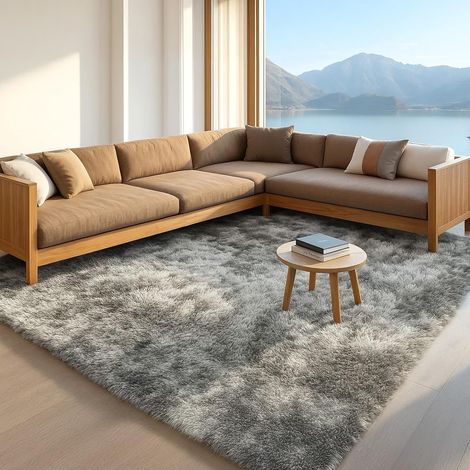 Trintion Fluffy Shaggy Rugs for Living Room and Bedroom, Large Machine Washable Anti-Slip Soft Carpet, Thick Pile Shaggy Floor Rug for Kids Nursery, Bedside, Home Decor (Grey, 160 230cm) (1/5)