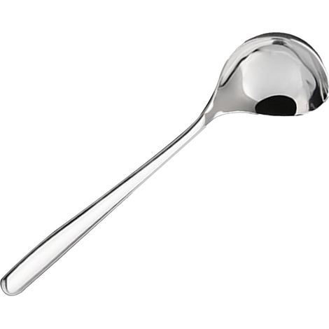 Suppenlöffel, Suppenkelle aus Edelstahl, stabiler Servierlöffel mit ergonomischem Griff und spülmaschinenfest, ideal für Suppen, Eintöpfe, Chili und (1/5)