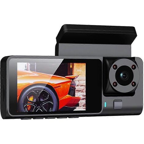 DVR para coche de 3 canales, cámara de salpicadero para coche, cámara de visión trasera para grabadora de vídeo, aparcamiento, gran angular, visión nocturna, HD. (1/5)