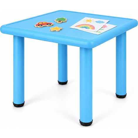 Relaxdays Kindertisch, Kinderzimmer, Garten, Mädchen & Jungen, HxBxT: 52x62x62 cm, Kunststoff, Basteltisch, blau (1/5)