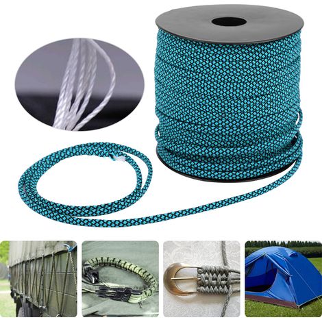 Corde en nylon robuste 4 mm, 50 m pour camping, randonnée et survie - Noir Bleu (1/5)