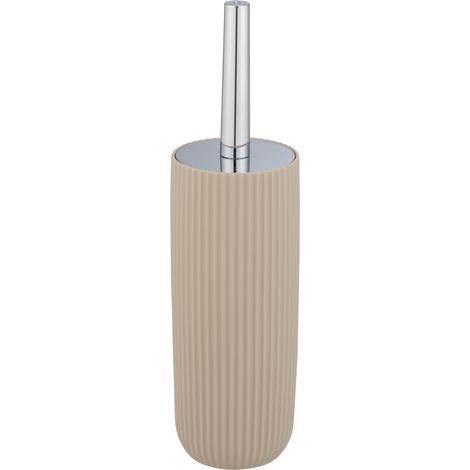 WENKO Porte Brosse WC Agropoli beige, brosse WC noire, design fermé, Plastique surface givrée sans BPA, Ø 10x36,5 cm, Beige (1/5)